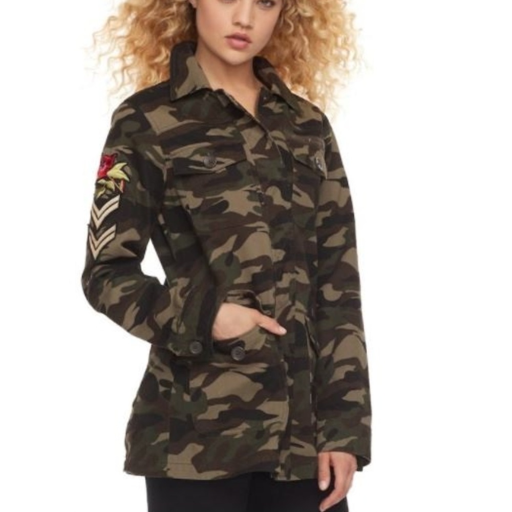 Madden NYC Stud Rose Camo Utility Jacket Military